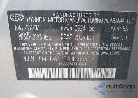 2017 Hyundai Elantra Value Edition из США, поврежденный, VIN 5NPD84LF2HH210602